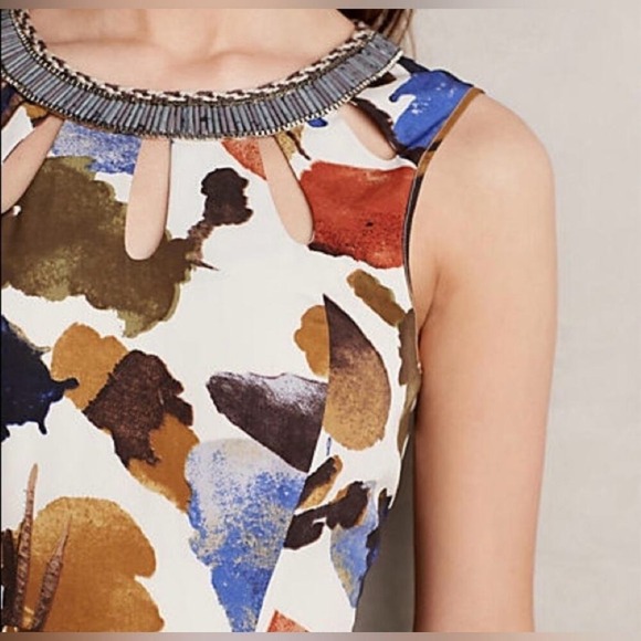 RARE Anthropologie Ranna Gill Finola Maxi Beaded Floral Fall Colors Dress- Small - Picture 6 of 16